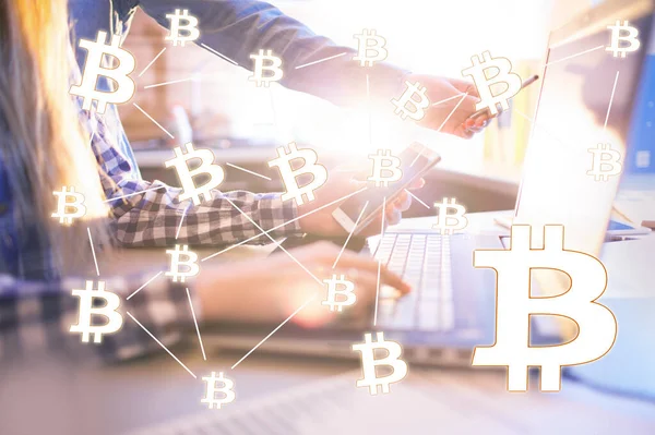 Dezentralisiertes Finanzierungsbanking Mit Der Kryptowährung Bitcoin Vertriebskonzept Für Blockchain Online Stockfoto