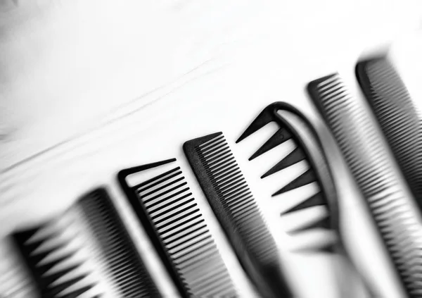 Stylish Professional Barber Combs Hairdresser Salon Concept Hairdressing Tool Set — Stock Photo, Image
