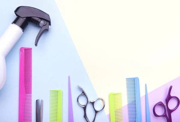 Stylish Professional Barber Scissors Combs Hairdresser Salon Concept Hairdressing Tool — Stock Photo, Image