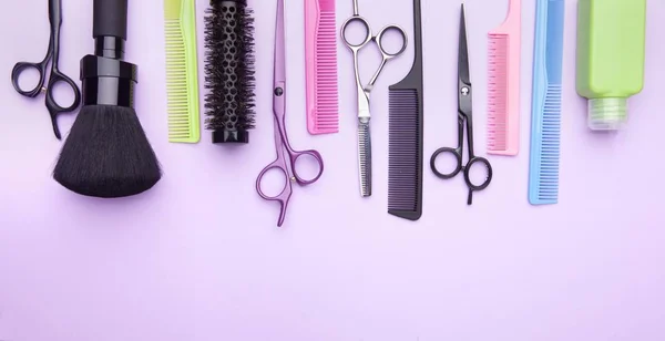 Stylish Professional Barber Scissors Combs Hairdresser Salon Concept Hairdressing Tool — Stock Photo, Image