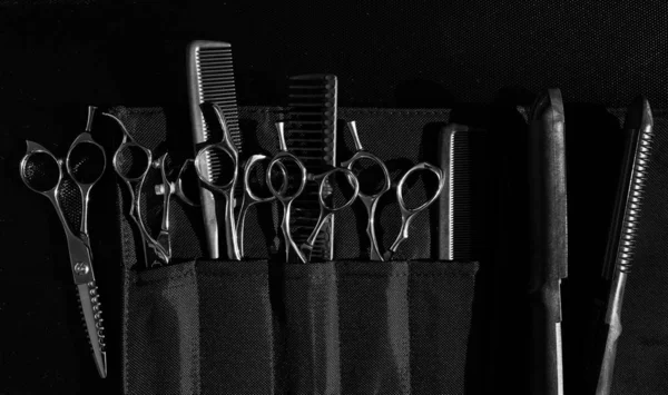 Stilvolle Professionelle Friseurscheren Und Kämme Friseursalon Konzept Friseur Werkzeug Set Stockbild