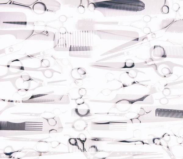 Stilvolle Professionelle Friseurscheren Bürsten Kämme Friseursalon Konzept Friseur Werkzeug Set Stockbild