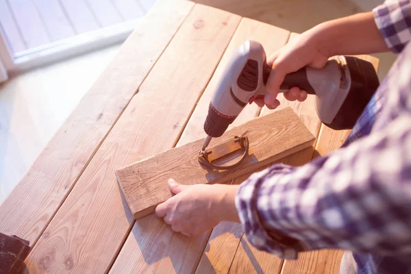 Holzarbeiter Schreiner Arbeitskonzept Stockbild