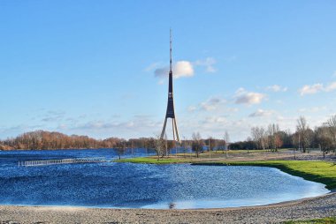 TV tower, a small bay on the Daugava River.