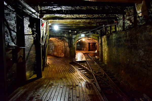 Kohtla Nomme Estonia Mine Museum Dark Tunnel Divided Two Other — Stock Photo, Image