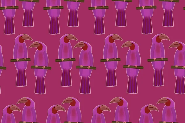 Безглазый узор с экзотическими птицами на розовом фоне — стоковое фото