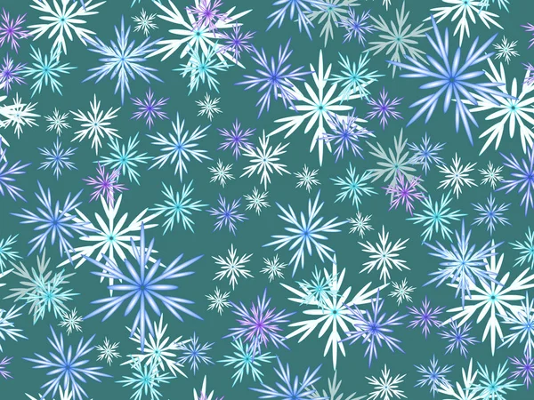 Kusursuz desen. Mavi arkaplanda renkli kar taneleri.