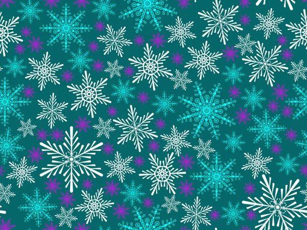 Seamless pattern. Colored snowflakes on a blue background. — Stock Photo, Image