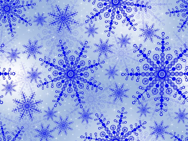 Seamless pattern. Colored snowflakes on a blue background. — Stock Photo, Image