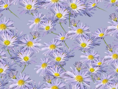 Mavi arka planda kusursuz çiçek deseni.