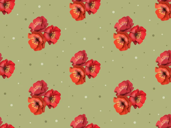 Floral Seamless Pattern Red Flowers Gray Background — Stock Photo, Image