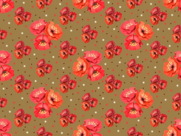 Цветочный Бесшовный Рисунок Красные Цветы Сером Фоне — стоковое фото