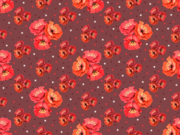 Padrão Sem Costura Floral Flores Vermelhas Fundo Roxo — Fotografia de Stock