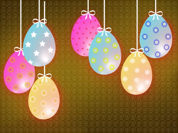 Easter Eggs Hanging White Ropes — Stock Photo, Image