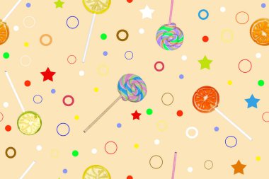 Pembe arka planda lolipopları olan kusursuz bir desen..