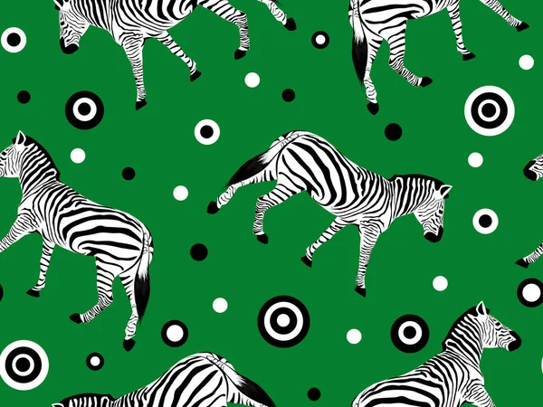 Бесшовный Рисунок Черно Белыми Зебрами Зеленом Фоне — стоковое фото