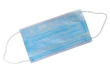 Tıbbi maske beyaz bir arkaplanda izole edilmiş.