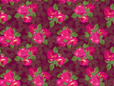 Kusursuz desenli parlak feoolet gülleri ve yaprakları var..