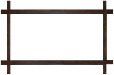 Beyaz arkaplanda ahşap çerçeve.