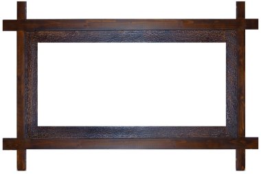 Beyaz arkaplanda ahşap çerçeve.