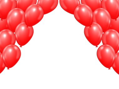 Beyaz zemin üzerinde kırmızı balon kemeri.