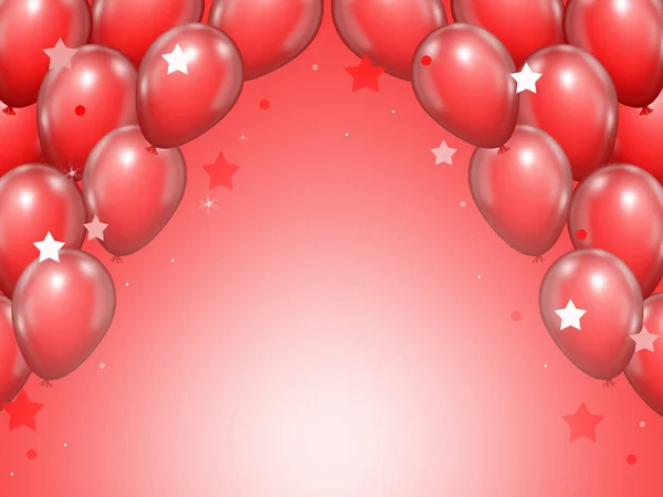 Balões Vermelhos Sobre Fundo Brilhante Arco Bola — Fotografia de Stock