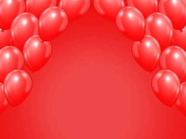 Balões Vermelhos Sobre Fundo Brilhante Arco Bola — Fotografia de Stock