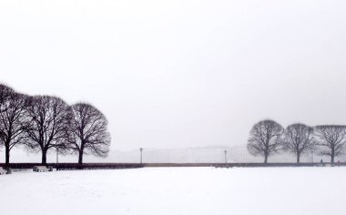 büyük şehirde kar yağışı. 