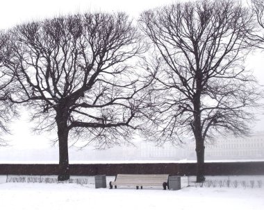 büyük şehirde kar yağışı. 
