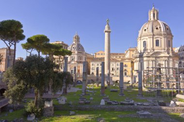 Korunmuş antik Roma kalıntıları.