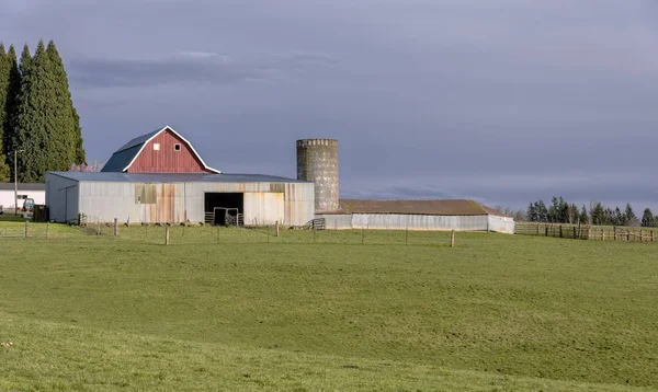 Country farm and barn in rural Oregon.