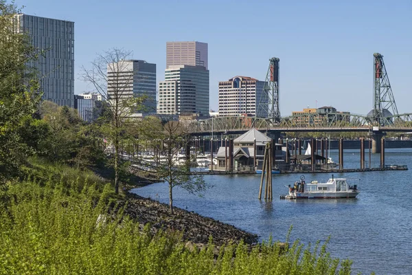 Portland Utsikt Över Småbåtshamnen Och Centrum Byggnader — Stockfoto