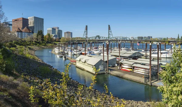 Vista Panorámica Portland Del Puerto Deportivo Los Edificios Del Centro — Foto de Stock