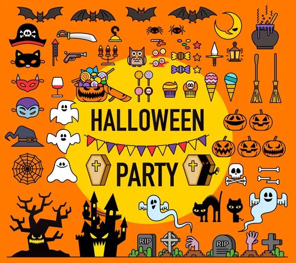 Elementos de fiesta de Halloween Gráficos vectoriales