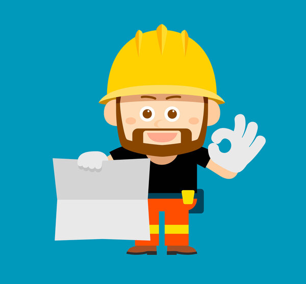 cartoon character of worker