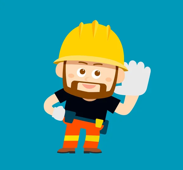 Cartoon karakter van de werknemer, bouwer — Stockvector