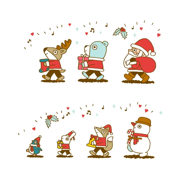 Conjunto de personajes de Navidad — Vector de stock