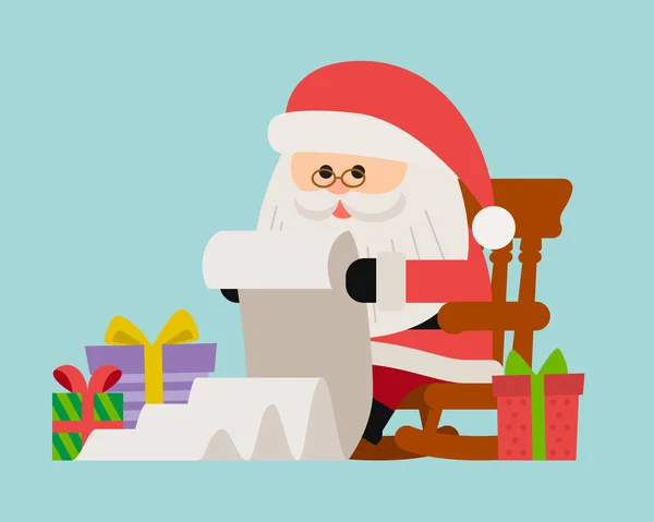 Santa Claus zittend in comfortabele stoel — Stockvector