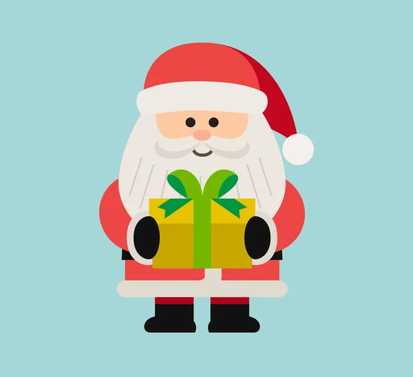 Santa Claus con regalo amarillo — Vector de stock