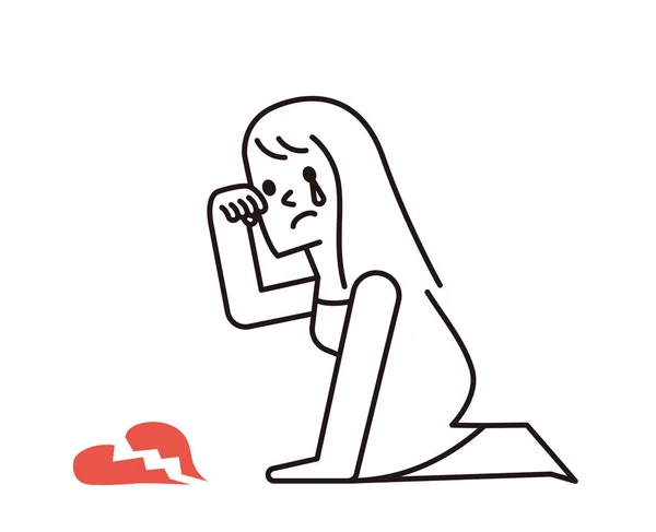 Triste femme au cœur brisé — Image vectorielle