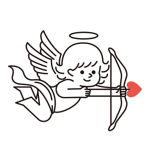 Cupid with a bow and an arrow. 
