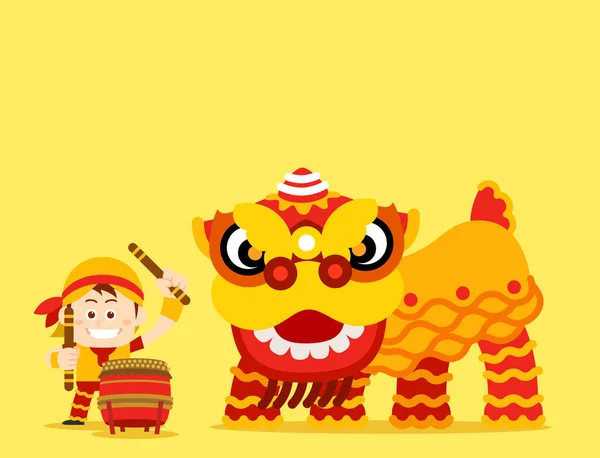 Kínai újév, Lion Dance — Stock Vector