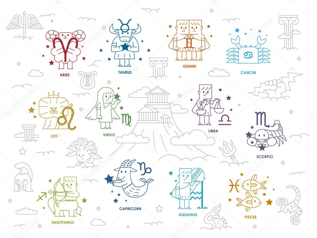different zodiac symbols