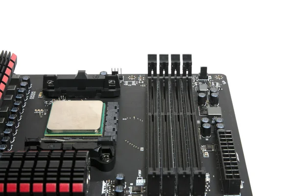 Installeren van de processor op het moederbord — Stockfoto