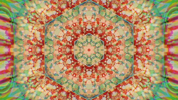 Fondo gráfico caleidoscópico pintado colorido abstracto. Patrón hipnótico psicodélico futurista telón de fondo con textura . — Foto de Stock