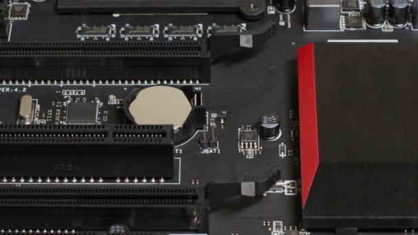 Motherboard-Computer mit Details Kühlung Speicher und Prozessor — Stockvideo