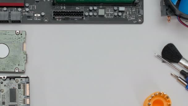 マザーボード コンピューター冷却メモリとプロセッサの詳細を — ストック動画