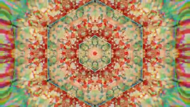 Színes Kaleidoszkóp Video háttér. Színes Kaleidoszkóp minták. Nagyítás a szivárvány színű kör design. Vagy az események és clubsmedallion, jóga, indiai, Arab, mandala, fraktál animáció — Stock videók