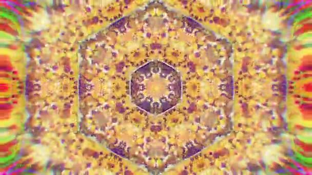 Színes Kaleidoszkóp Video háttér. Színes Kaleidoszkóp minták. Nagyítás a szivárvány színű kör design. Vagy az események és clubsmedallion, jóga, indiai, Arab, mandala, fraktál animáció — Stock videók