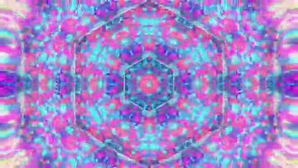 Fundo de vídeo caleidoscópico colorido. Padrões caleidoscópicos coloridos. Zoom na cor do arco-íris projeto círculo. Ou para eventos e clubsmedallion, ioga, Índia, árabe, mandala, animação fractal — Vídeo de Stock